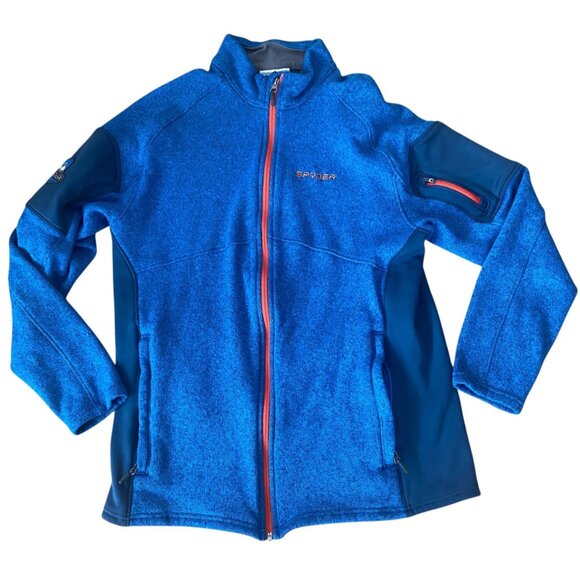 Spyder Empire Full-Zip Blue Fleece Jacket Zip Pockets Outdoors Hiking Colorado X - Picture 1 of 7